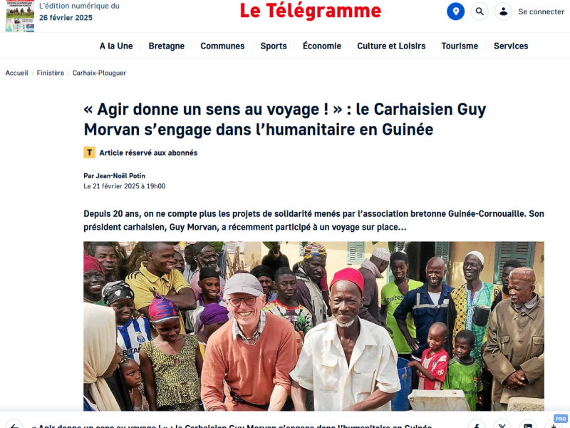 Article dans Le Télégramme, février&nbsp;2025